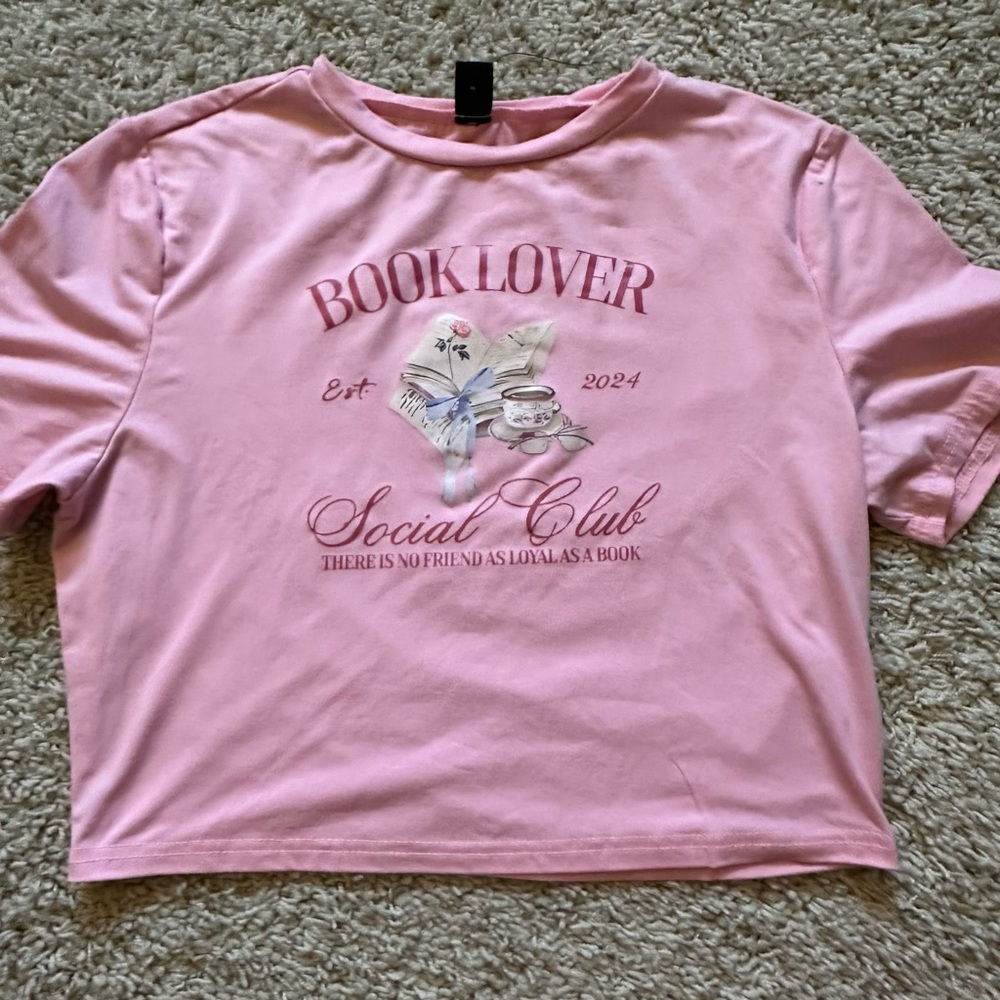 SHEIN Pink Book Lover Tee